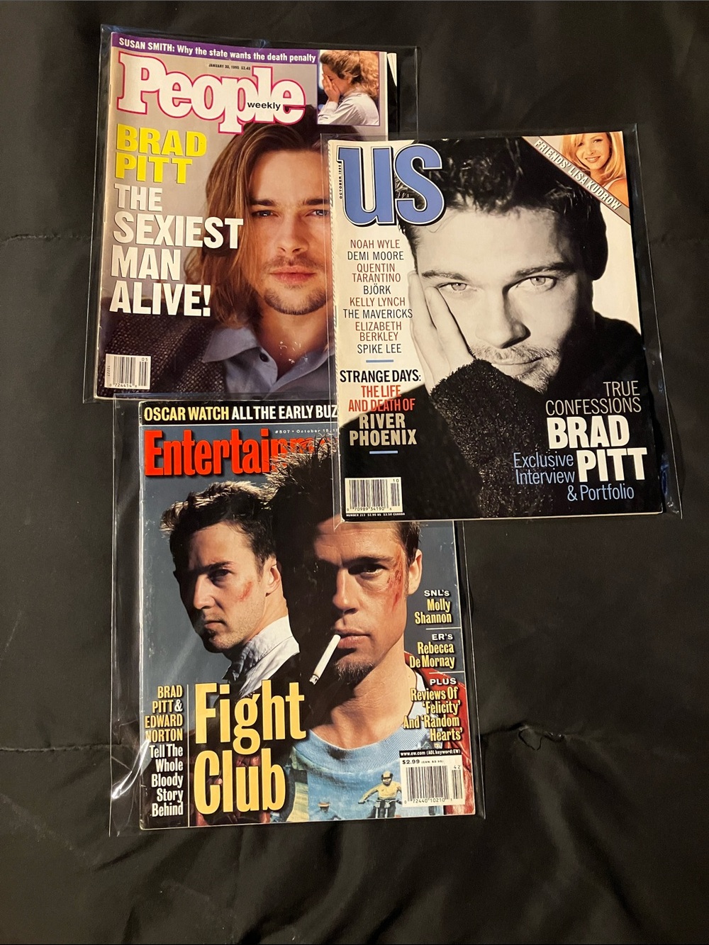 3 Brad Pitt Magazines (1990s)